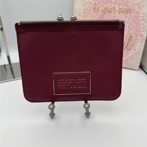 Marc Jacobs Burgundy Saffiano Zip Pouch
